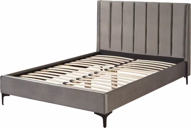 Aspire Modern Upholstered Velvet Bed Frame in Grey, W/D/H: 140 x 200 cm