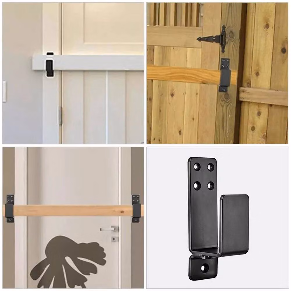 SPETLEK Heavy Duty Steel Door Barricade Brackets, 2-Piece Set in Black – 3