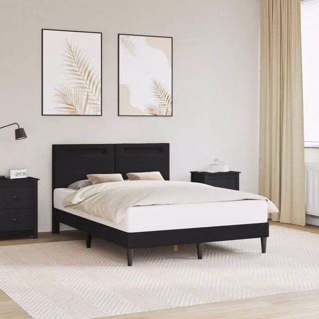 Berkfield Home Black Faux Leather Bed Frame with LED Strip Lights and USB Charging Port, W: 135 cm, L: 190 cm – 1
