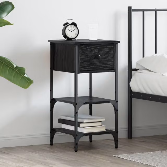 Berkfield Home Black Oak Bedside Cabinet, W/D/H: 34 x 36 x 70 cm – 1