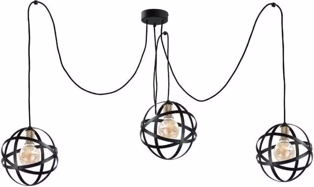 Netlighting Pola Cluster Pendant Ceiling Light in Black and Gold with 3x E27 Sockets