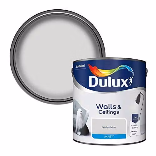 Dulux Matt Emulsion Walls and Ceilings Paint, Polished Pebble Grey, 2.5L