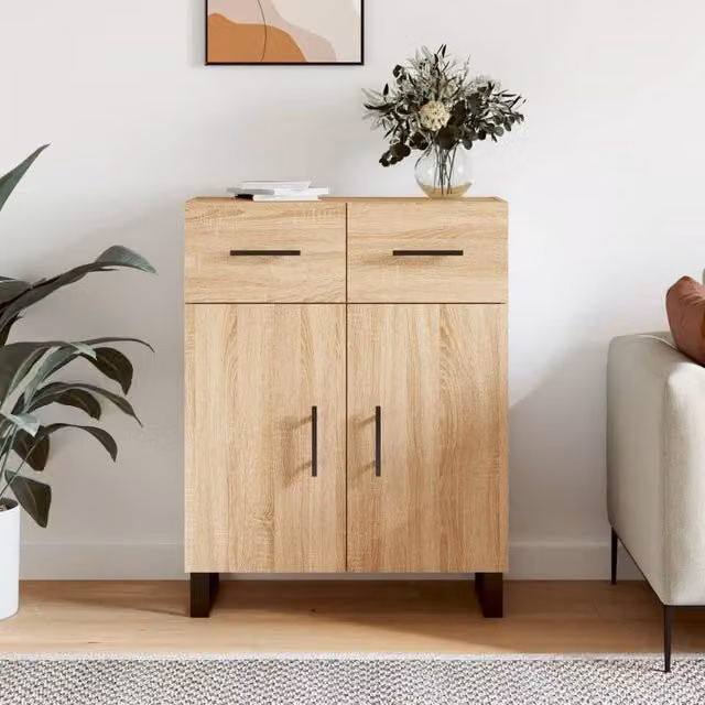 Berkfield Home Sonoma Oak Sideboard in Brown, W/D/H: 69.5 x 34 x 90 cm