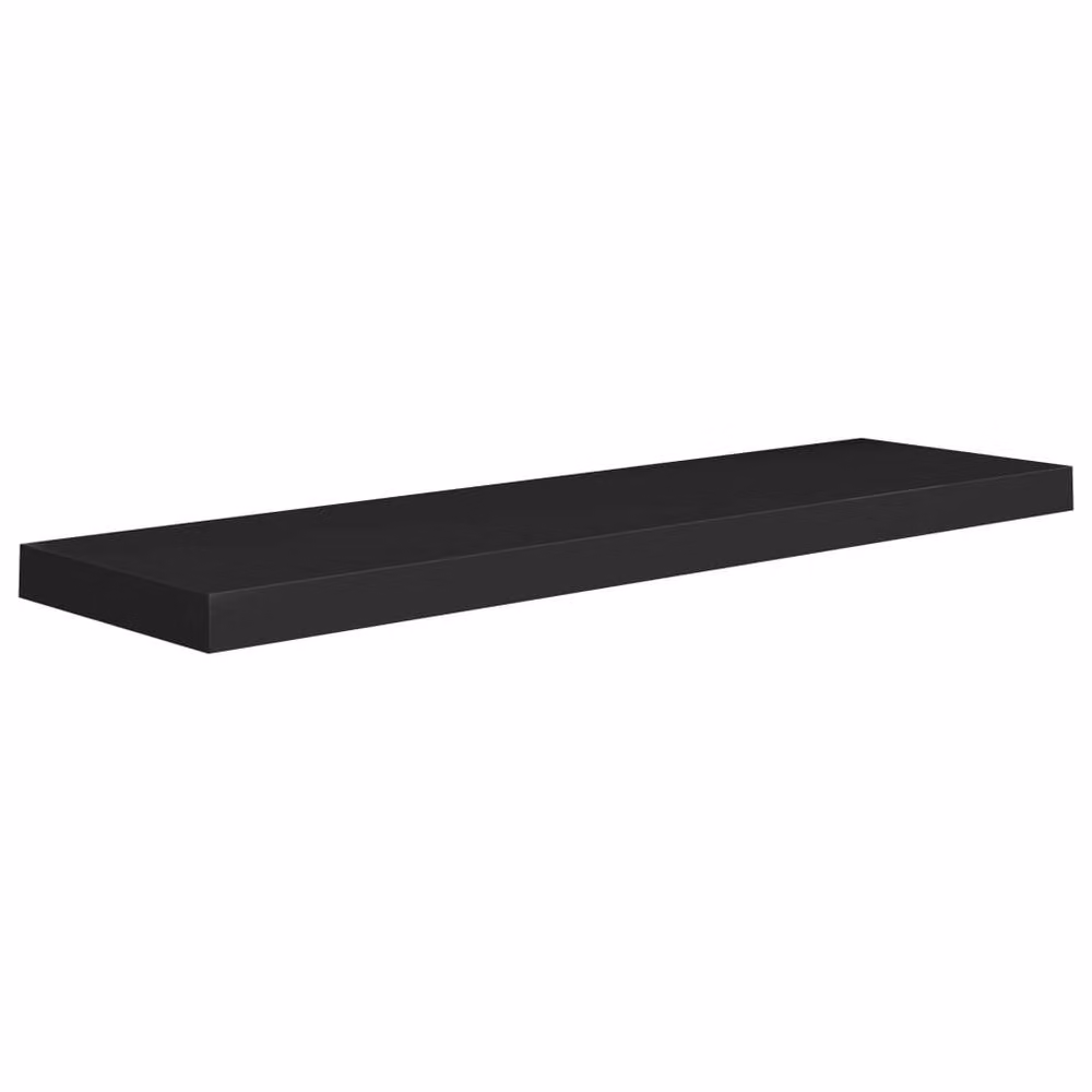 Berkfield Home Durable Floating Wall Shelf, Black, W: 90 cm, D: 23.5 cm, H: 3.8 cm – 3