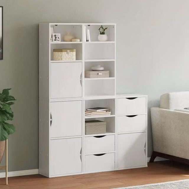 Berkfield Home ODDA Side Cabinets, 5 Piece Set in White Solid Wood Pine, W/D/H: 40 x 24 x 79 cm – 1