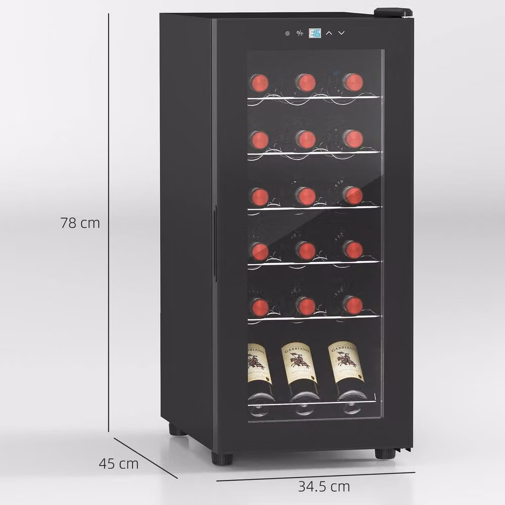 HOMCOM 50L Freestanding Wine Cooler in Black with LED Interior Light and 18 Bottle Capacity – 2