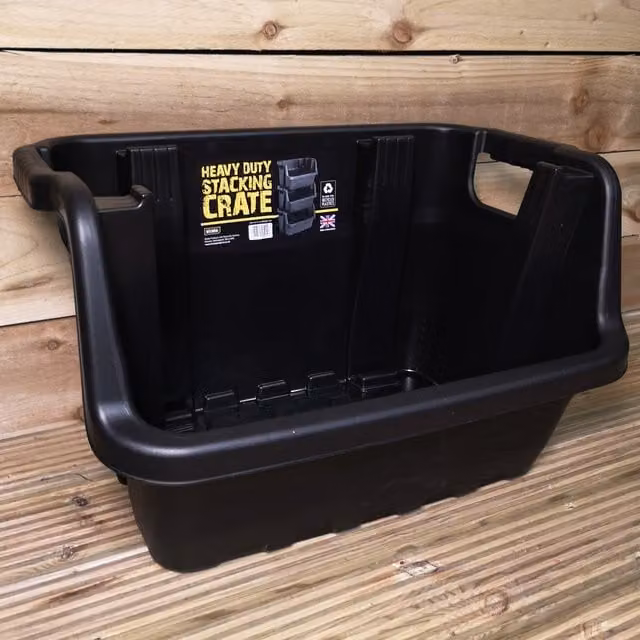 Samuel Alexander Heavy Duty Stackable Pick Bin Crate with Handles, Black, W/D/H: 59 x 41 x 36 cm – 1