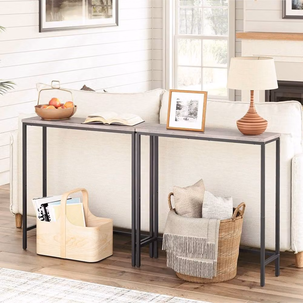 EONLION Grey Metal Hallway Console Table, W/D/H: 100 x 24 x 75 cm – 2