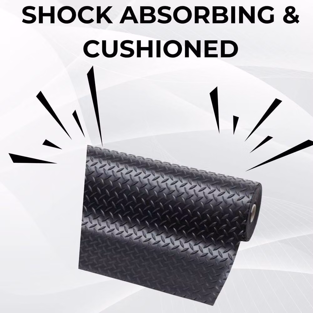 Ark Mat Willow Pattern Rubber Flooring Matting, Black, W: 1 m, D: 3 m, H: 0.3 cm – 6