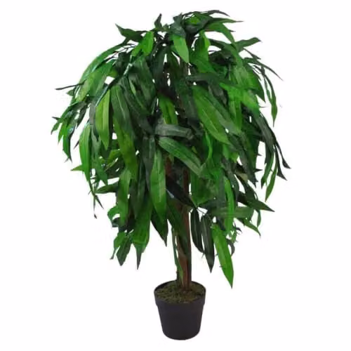 Leaf Design UK Realistic Artificial Mango Tree, Green, Height: 100 cm