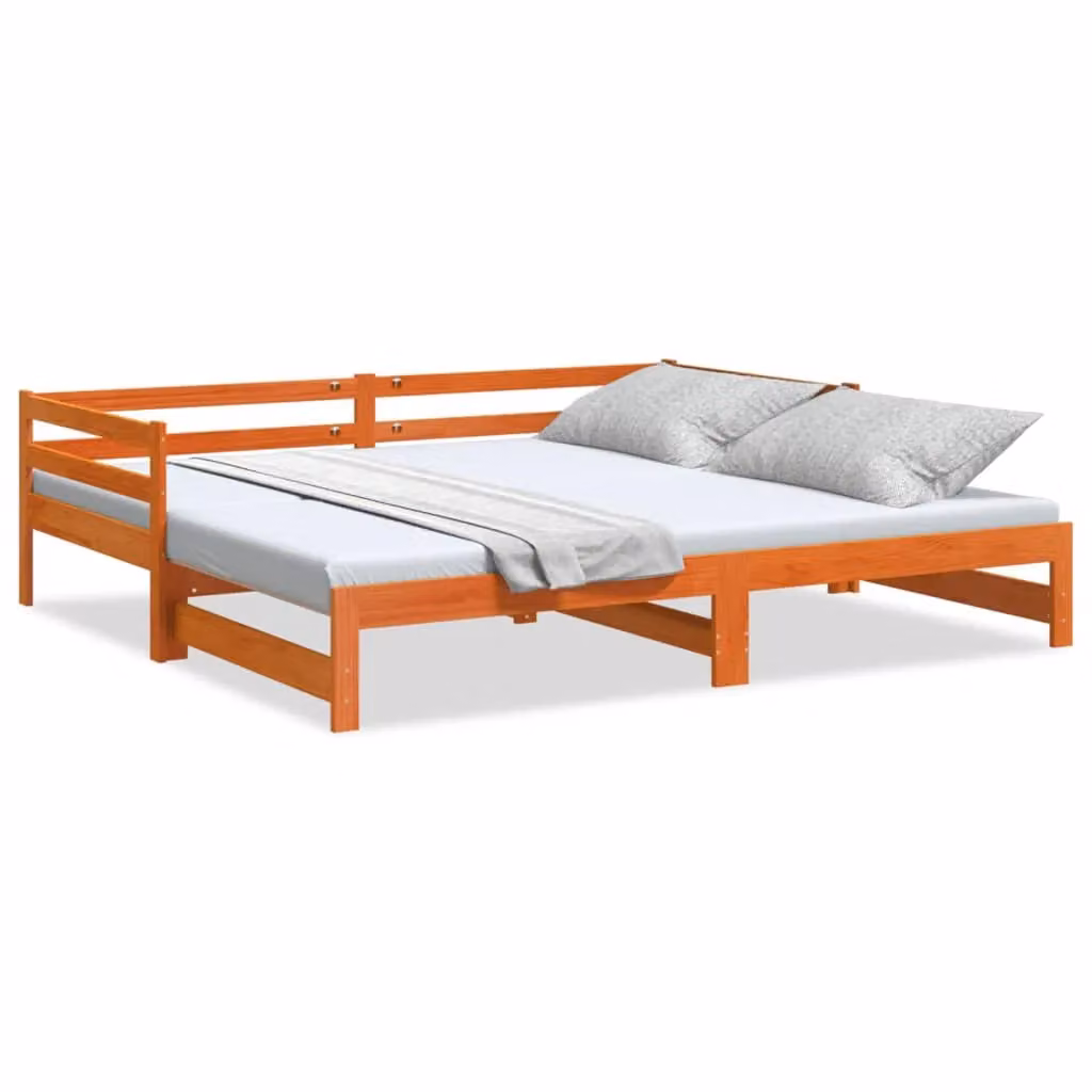 Berkfield Home Solid Wood Pine Daybed with Trundle in Wax Brown, W/D/H: 80 x 200 cm – 2