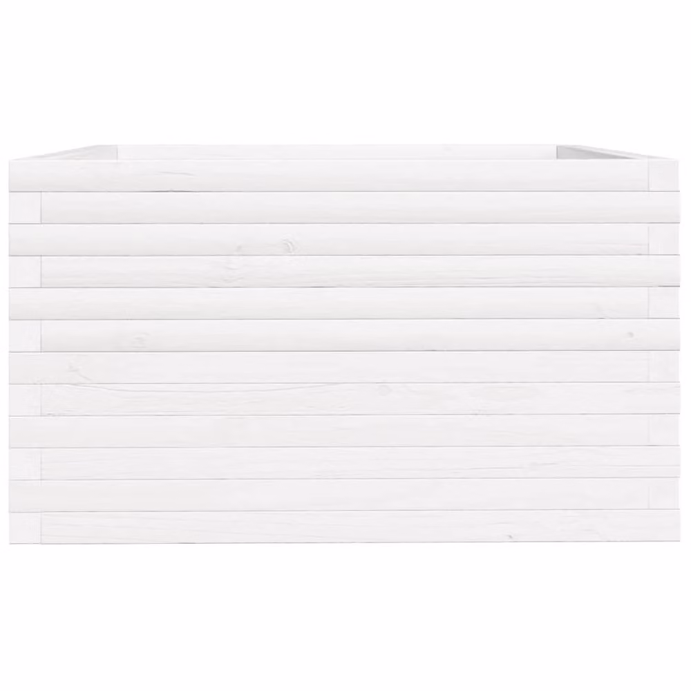 Berkfield Home Beautiful Garden Planter in White Solid Pine Wood, W: 80 cm, D: 80 cm, H: 49.5 cm – 2