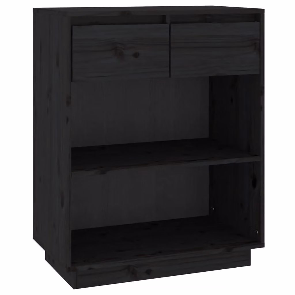 Berkfield Home Black Solid Wood Pine Console Cabinet W/D/H: 60 x 34 x 75 cm – 2