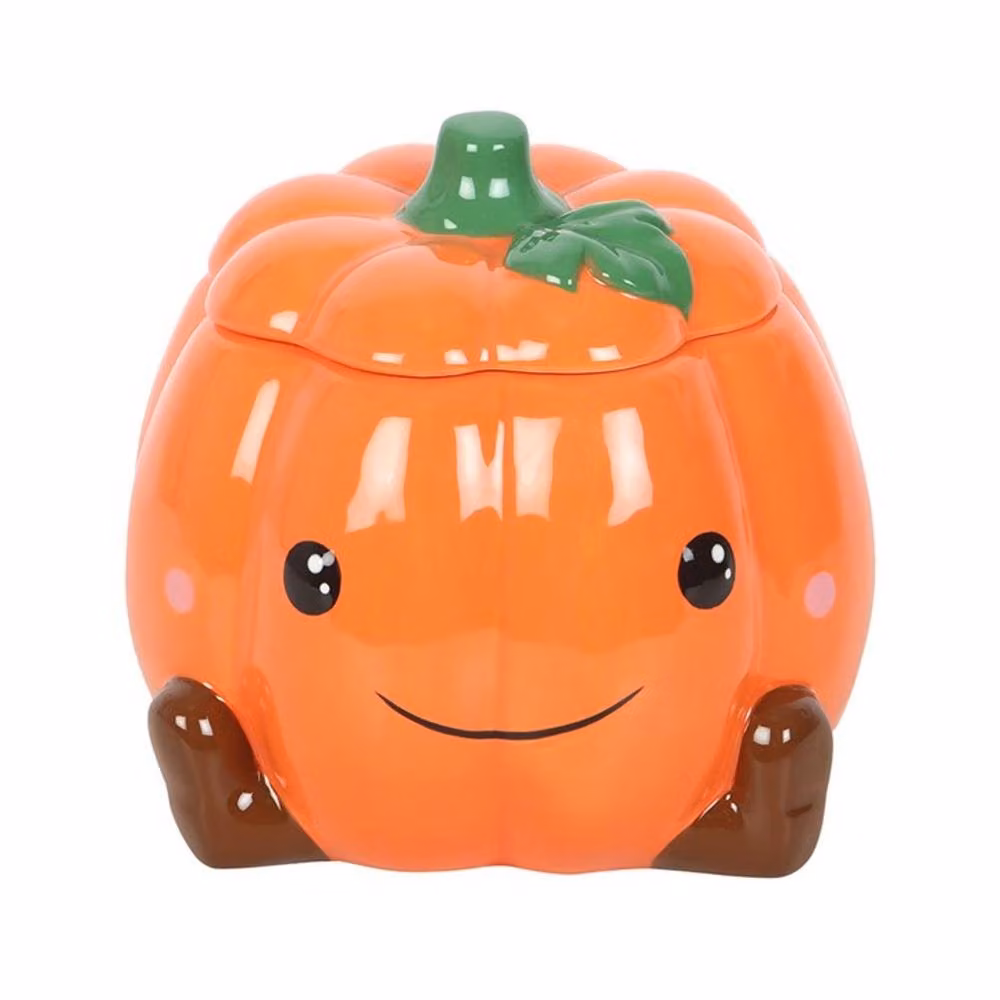 Uniqueful Cute Smiling Pumpkin Ceramic Oil Burner and Wax Warmer in Orange – 2