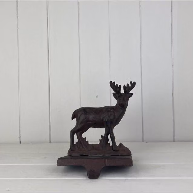 KDMD Black Cast Iron Reindeer Christmas Stocking Holder