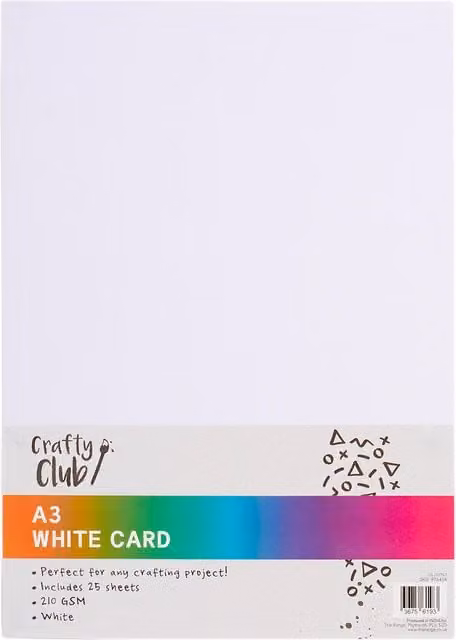 Crafty Club Pack of 25 White A3 Construction Paper Sheets
