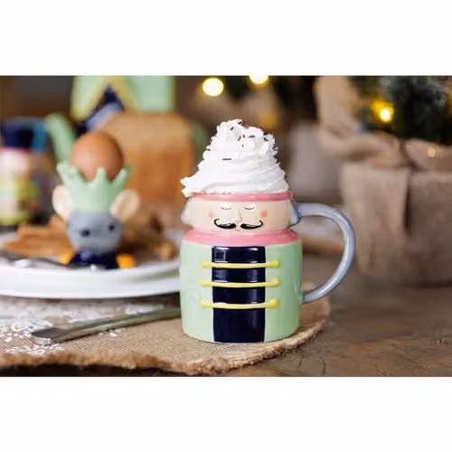 KitchenCraft The Nutcracker Collection Ceramic Novelty Soldier Mug, 300 ml, Green/Black/Multicolour – 3