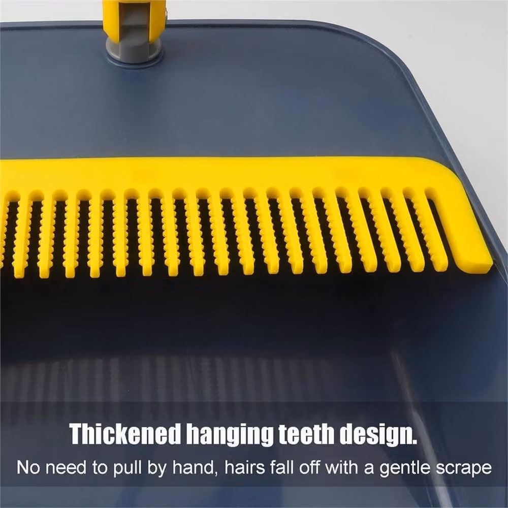 VOGREX Yellow Broom and Long Dustpan Set with Metal Handle and Brush – 3