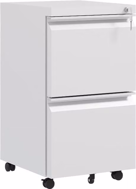 Vinsetto Mobile Steel 2-Drawer Lockable Filing Cabinet with Adjustable Hanging Bar in White – 1