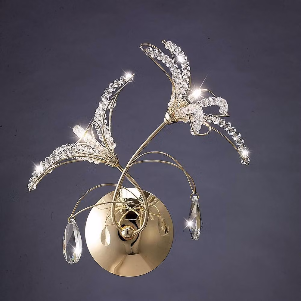 Netlighting Kenzo Wall Lamp in French Gold with Crystal and G4 Switched Lights – 2