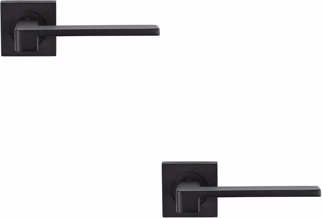 Loops 2x Pair Flat Squared Bar Handles with Square Rose in Matt Black with Concealed Fixings