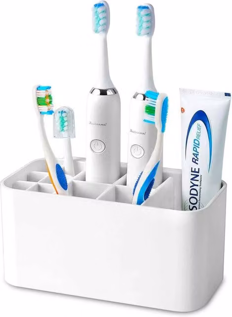 NESTLUNE Large Electric Toothbrush Holder and Bathroom Caddy Storage in White