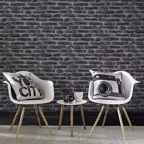 Graham & Brown Superfresco Easy Brick Effect Wallpaper in Black and Grey – 2