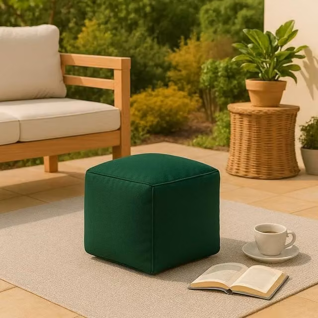 Homes-Linen Waterproof Bean Bag Footstool Cube in Green, W/D/H: 40 x 40 x 40 cm – 1