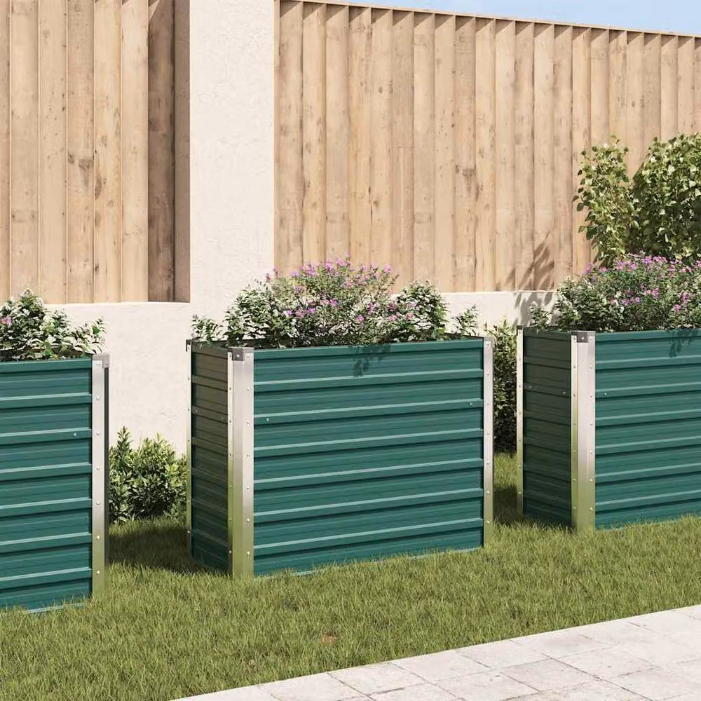 Berkfield Home Garden Green Galvanised Steel Raised Bed W/D/H: 100 x 40 x 77 cm – 2