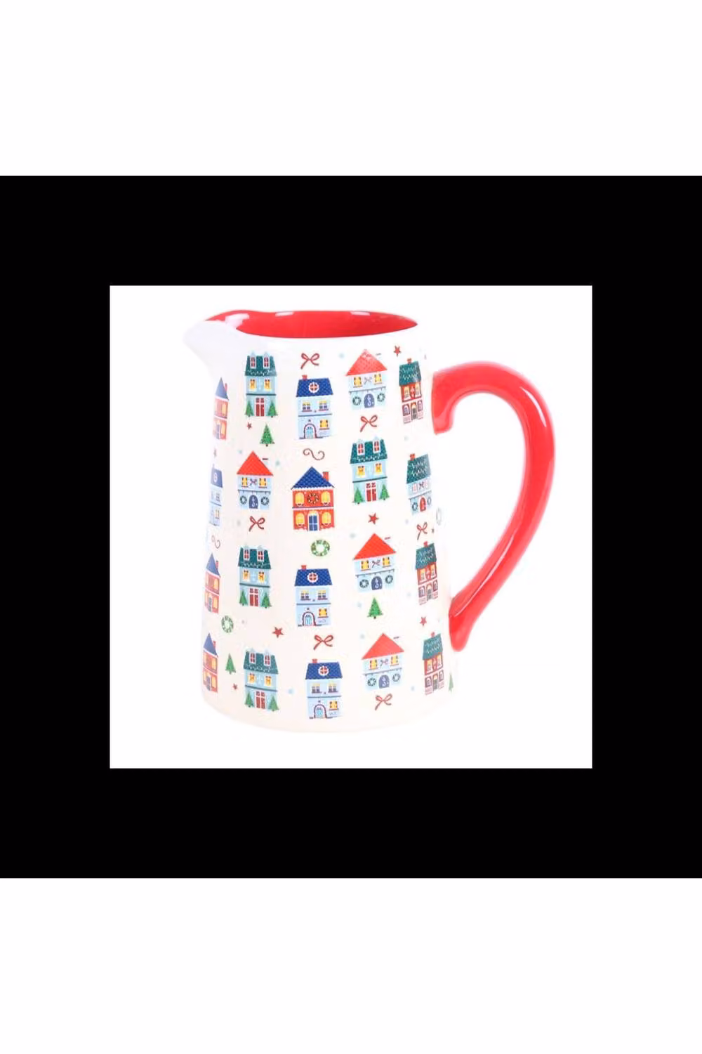 KDMD Christmas Street Print Ceramic Flower Jug in White and Multicolour – 2
