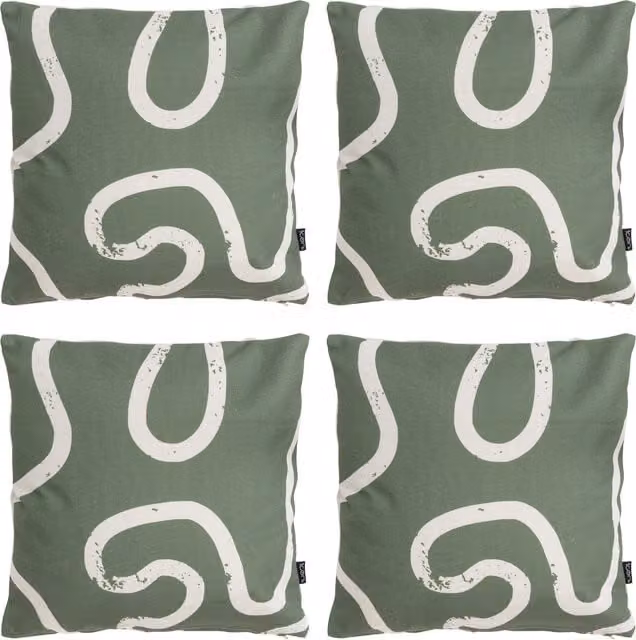 icon Squiggle Kyoto Outdoor Square Cushion in Beige, Yellow and Green