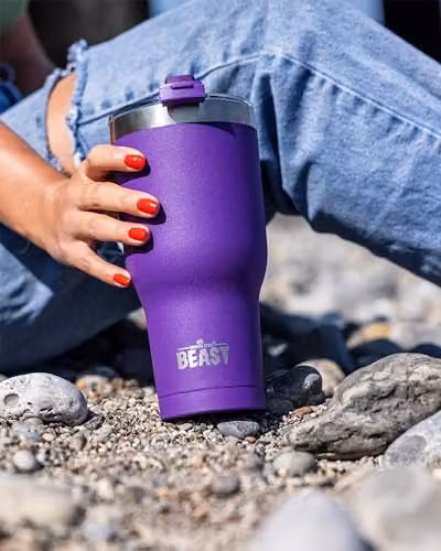 Greens Steel Beast Tumbler, Purple, 900 ml, Vacuum Insulated Stainless Steel Travel Mug with Lid – 6