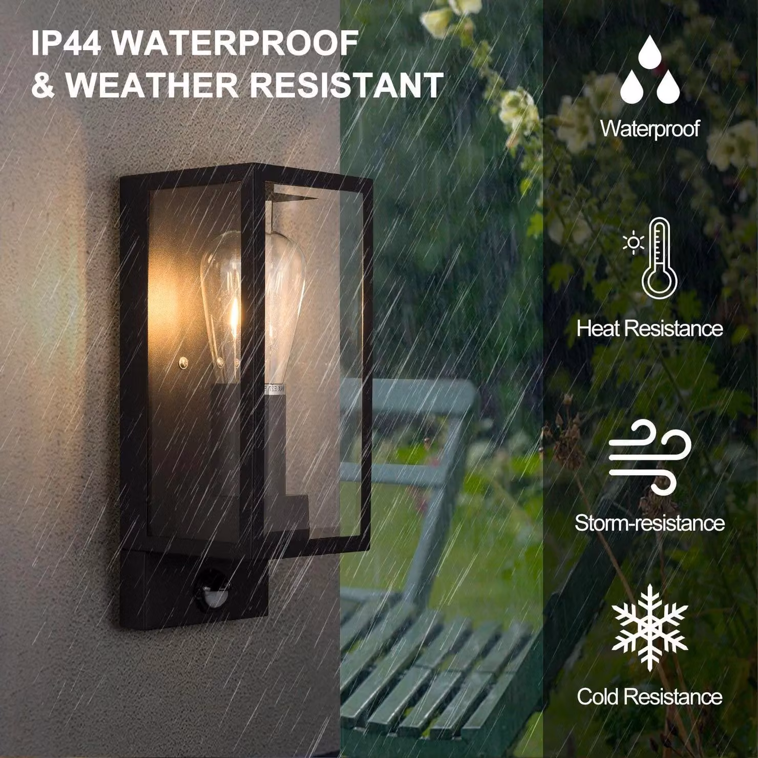 Harper Living Modern Black Motion Sensor Outdoor Wall Light with Transparent Glass – 5