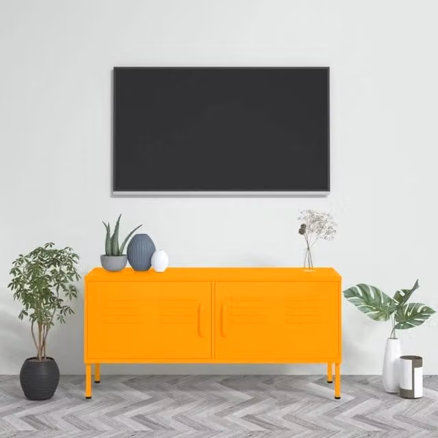 Berkfield Home Industrial TV Cabinet in Mustard Yellow, W/D/H: 105 x 35 x 50 cm