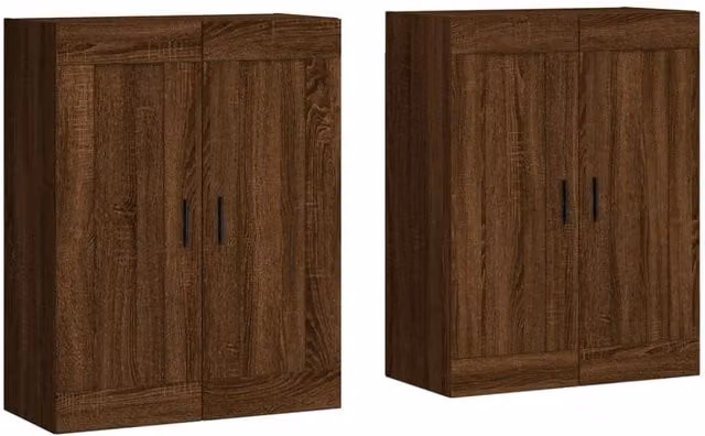 Berkfield Home Set of 2 Wall Mounted Cabinets in Brown Oak Engineered Wood – 1