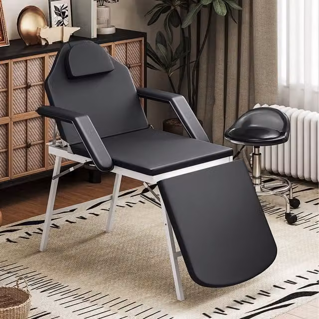 HOMCOM 3 Section Adjustable Massage Table Beauty Bed for Spa and Lash, Black
