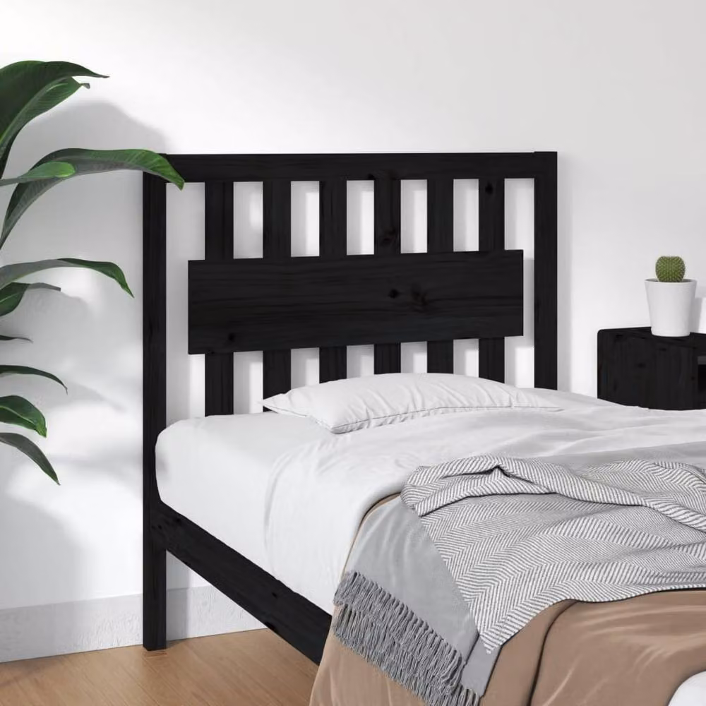 Berkfield Home Beautiful Bed Headboard in Black Solid Pine Wood, W/D/H: 95.5 x 4 x 100 cm – 2