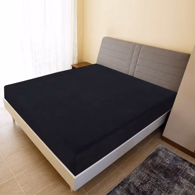 Berkfield Home Black Cotton Jersey Fitted Sheet W/D/H: 180 x 200 cm