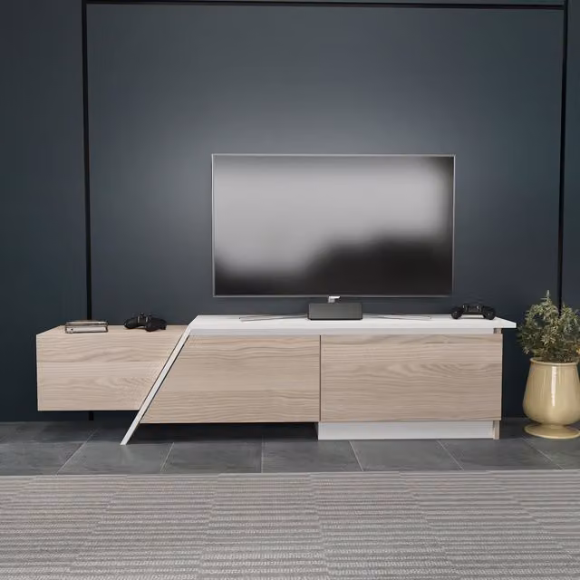Zonas Modern TV Unit in Cordoba and White, W: 180.0 cm, H: 45.0 cm, D: 35.0 cm