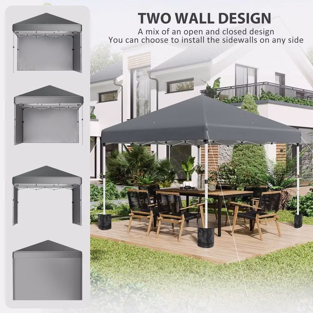 Matteo Pop Up Gazebo with Sidewalls and Wheeled Bag, UPF 50+, Grey, W: 3 x D: 3 m – 8
