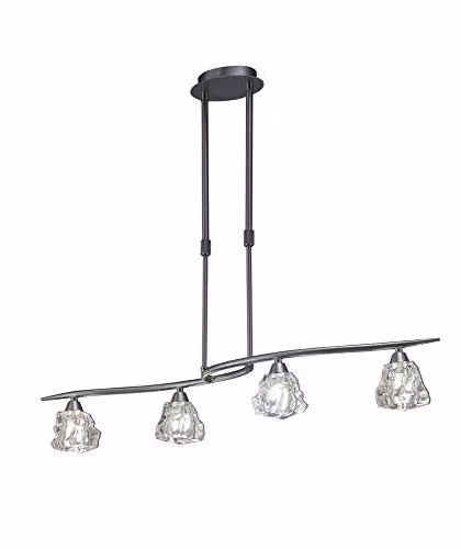Netlighting Iku Telescopic 4 Light G9 Pendant in Grey and Satin Nickel