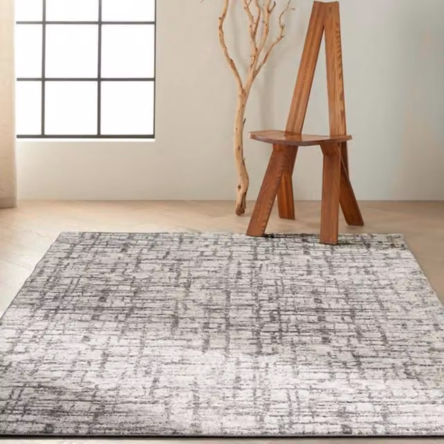 The Rug Shop UK Modern Abstract Stain-Resistant Area Rug in White and Grey, W: 240 cm, D: 305 cm – 1