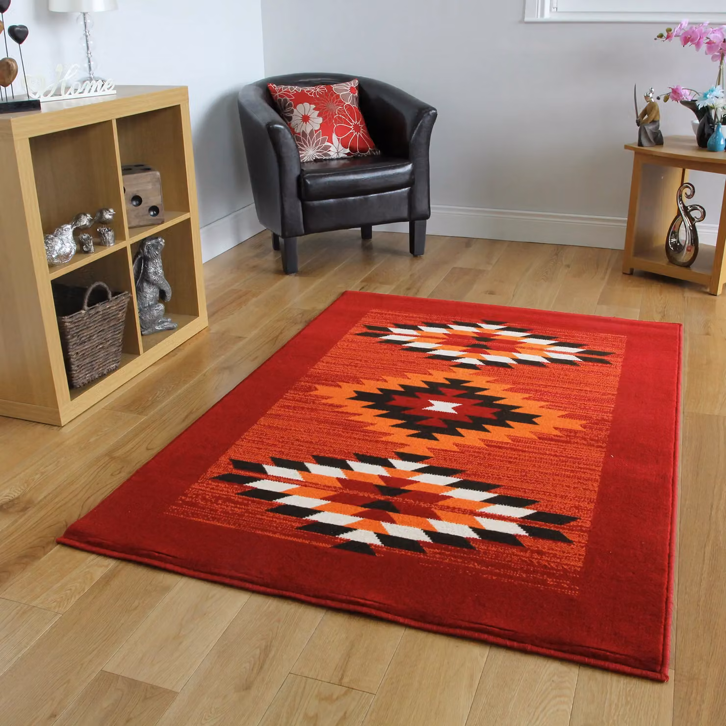 Kukoon Red Tribal Aztec Pattern Geometric Ethnic Area Rug, W/D: 120 x 170 cm – 4