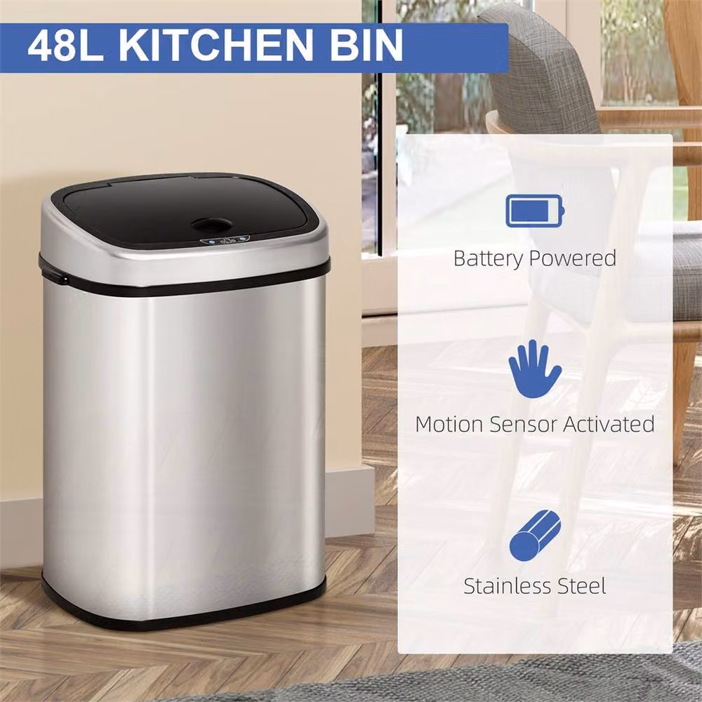 Nordara 48L Sensor Dustbin Touchless Trash Can in Silver – 3