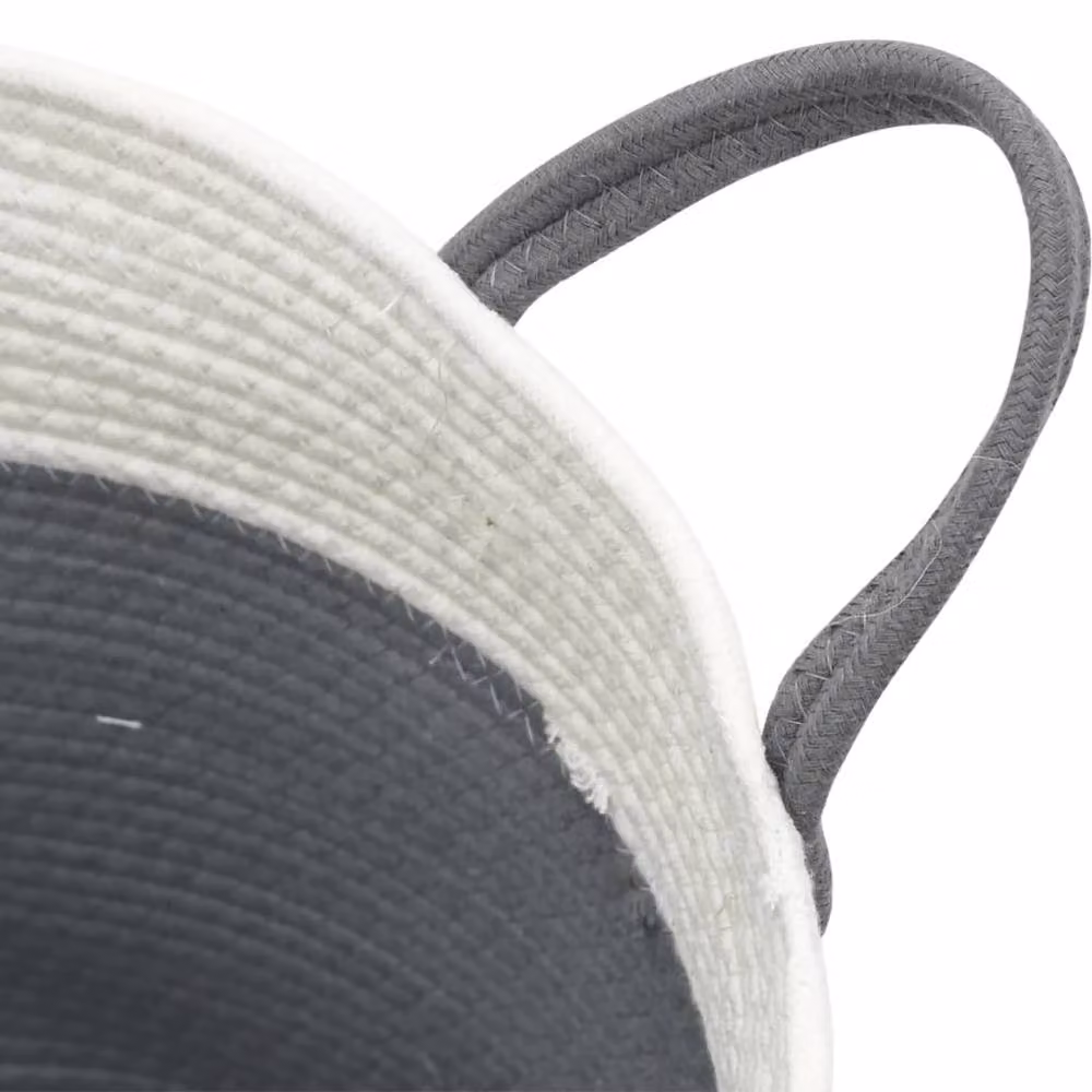 Berkfield Cotton Home Storage Basket in Grey and White W: 38 cm, H: 46 cm – 3
