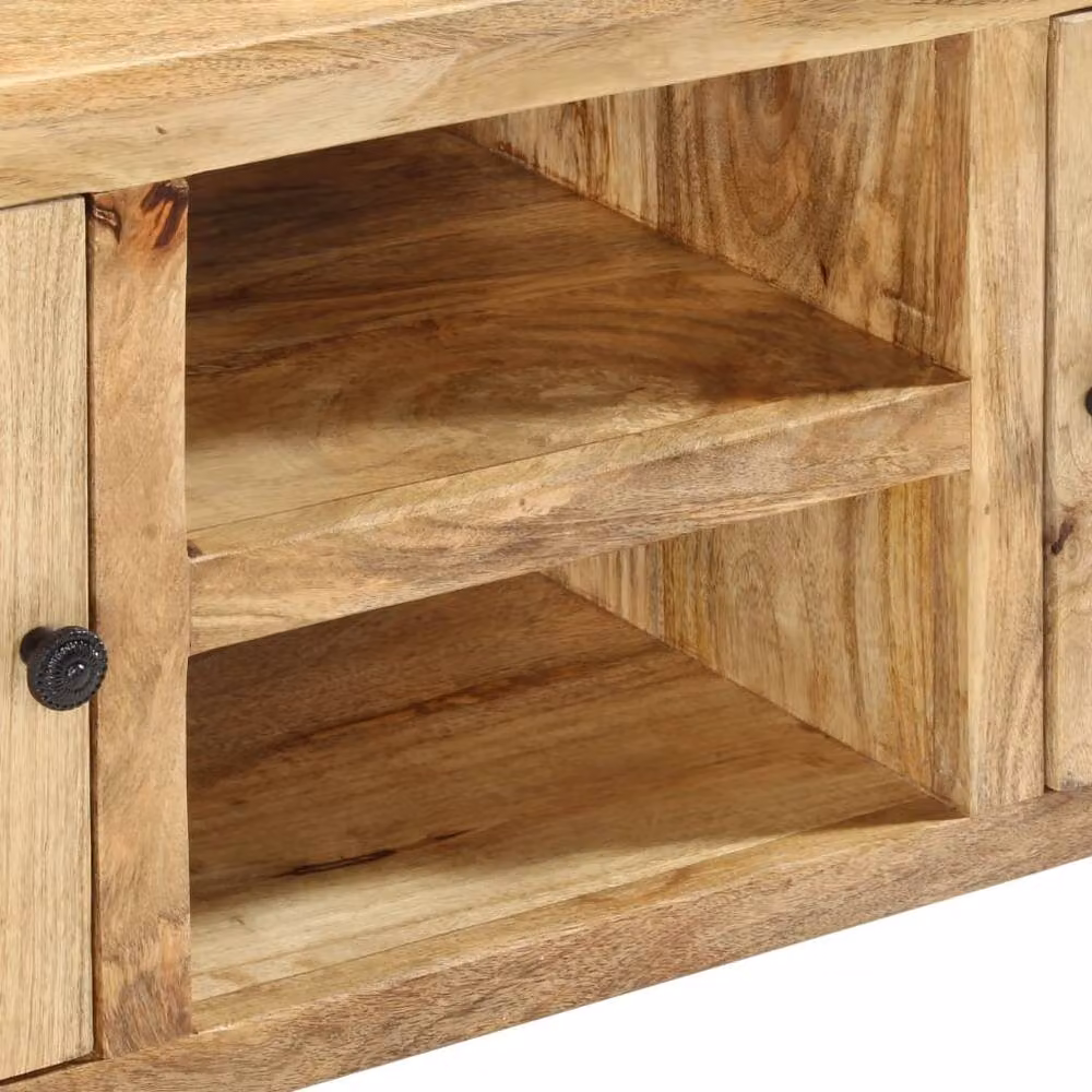 Berkfield Home Rustic Solid Mango Wood Sideboard in Brown, W/D/H: 100 x 35 x 60 cm – 3