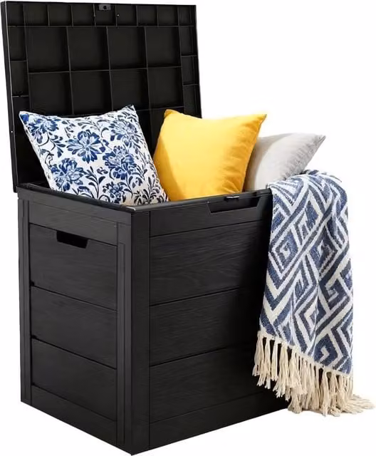 SPETLEK Black 35 Gallon Garden Tools Storage Box for Deck and Terrace, W/D/H: 50 x 50 x 50 cm – 1
