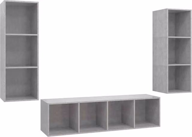 Berkfield Home 3 Piece Modern Living Room TV Cabinet Set in Matt Concrete Grey MDF – 1