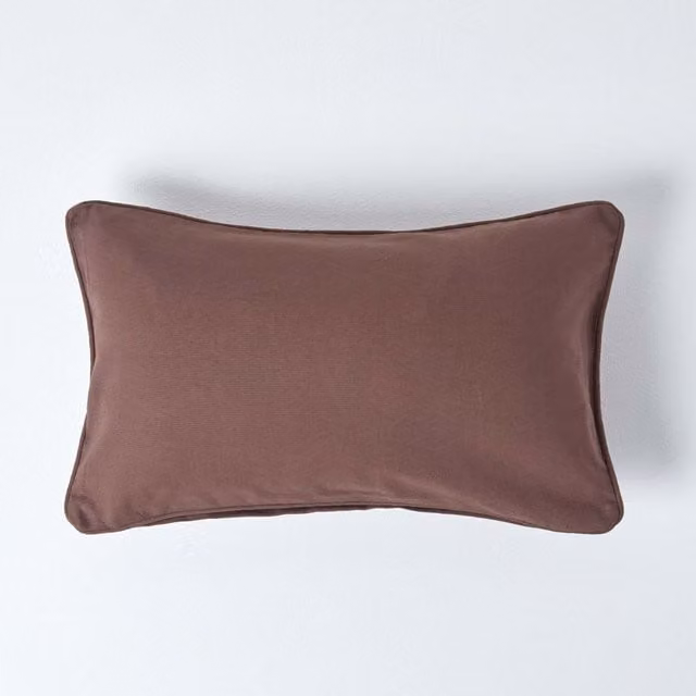 Homescapes Plain Cotton Cushion Cover, Brown, 50 x 50 cm