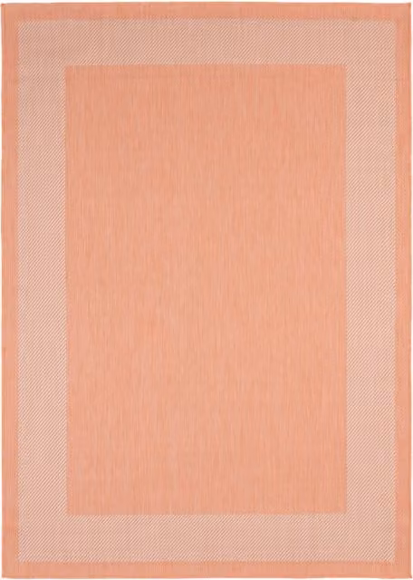 The Rugs Ecology Collection Striped Bordered Outdoor Rug in Orange, Width: 140 cm